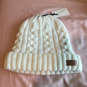 White beanie silk lining Anthropologie Grace Eleyae